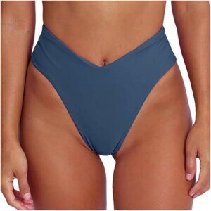Women's Blue Sexy V Cut High Waisted Bikini Bottoms - Size M, NWOT
